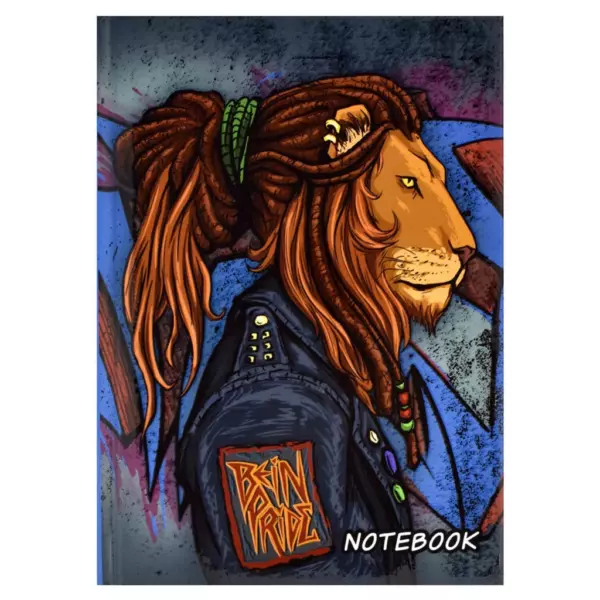 Записная книжка «Notebook» арт. 61483 КРУТОЙ ЛЕВ / 120х170 мм, 80 л., твёрдый переплёт, полноцветная печать, УФ-лак выборочный , матовая ламинация. 65 г/м², печать в одну краску, клетка, недатированный,